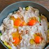豚バラキャベツのキムチ蒸し 落とし卵とチーズのせの工程4
