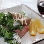 ローストビーフの香味野菜巻き