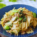 筍と青梗菜のそぼろ炒め