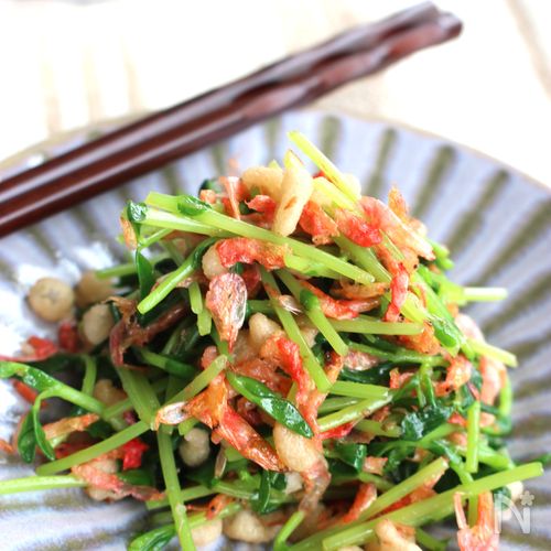 旨みたっぷり干しエビ&天かすと豆苗の簡単和え物