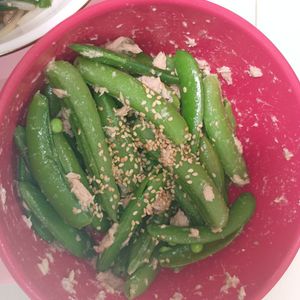 milkの作ってみた!投稿(箸が止まらないナムル♡スナップエンドウとツナのごまナムル)