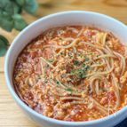 ワンパンで作れる！トマたまスープパスタ