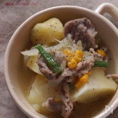【282kcal】コーンバター肉じゃが