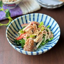 【小松菜と鯖カニカマバタポン和え】節約/5分完成