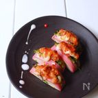 鯛入りまめかま(赤)の明太マヨはさみ焼き