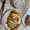 みつつの作ってみた!投稿(居酒屋風【豚キムチーズのとん平焼き】薄焼き卵はレンジで簡単♡)