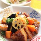 お麩で黒酢酢豚風