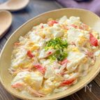 あっさり簡単【豆腐と卵のカニカマあんかけ】