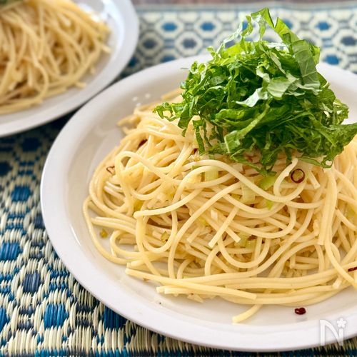 しそ香る♪《焦がしねぎの冷製ペペロンチーノ》