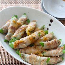 【スナップえんどうの豚巻きしょうが旨だれ】うどんスープで簡単