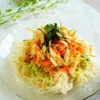 人参蒸し鶏の冷やし中華風そうめん