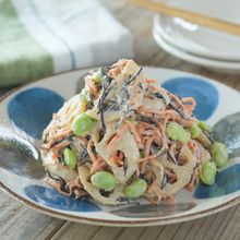 レンジで10分！【れんこんひじきのごまおかかマヨサラダ】