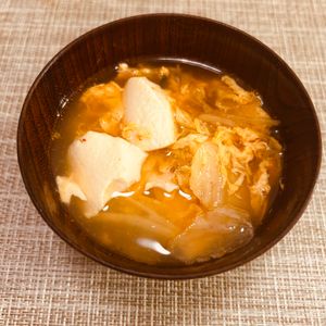 puricoの作ってみた!投稿(【お豆腐と卵の旨だしキムチスープ】5分で完成！包丁不要！)