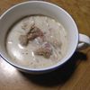 ももの作ってみた!投稿(中華風♡ベーコンとまいたけのごま豆乳スープ)