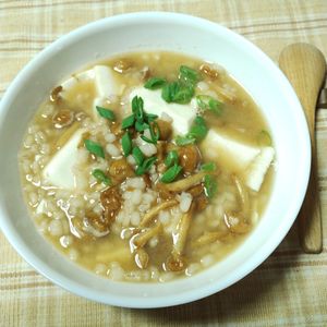 M＊Pの作ってみた!投稿(リセットごはん＊なめこと豆腐の味噌雑炊)