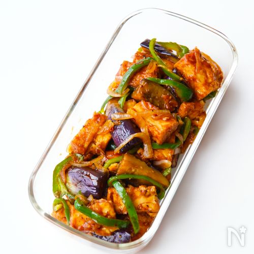 簡単♪厚揚げと彩り野菜の回鍋肉風【作り置きおかず】