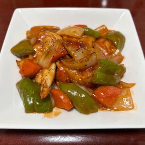 りんごの作ってみた!投稿(【鶏むね肉の野菜たっぷり酢鶏】揚げない簡単!ヘルシーおかず♪)