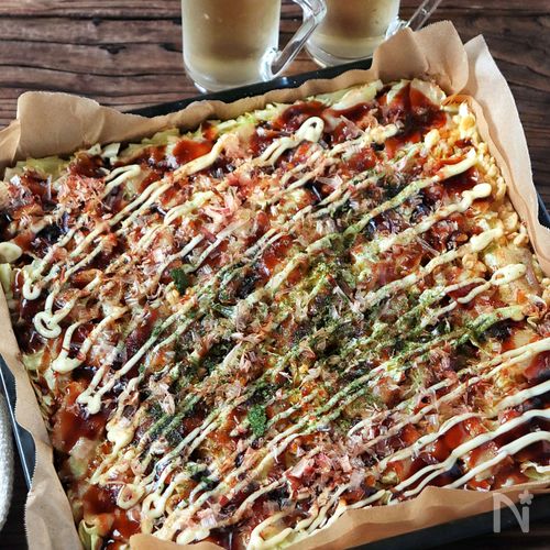 【オーブンでお好み焼き】一気に4人分・冷凍作り置きにも
