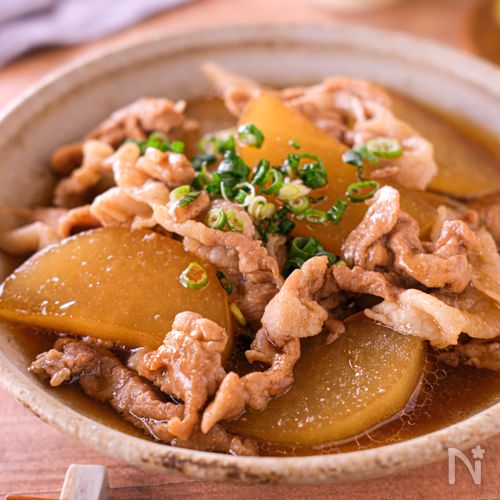 【大根と豚こま肉の煮物】甘辛煮物の黄金比！食材置き換えOK！