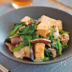 厚揚げと豚バラとほうれん草の旨だれ中華炒め