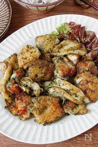 【鶏ももと舞茸の海苔塩バター焼き】ご飯もお酒もすすむ！