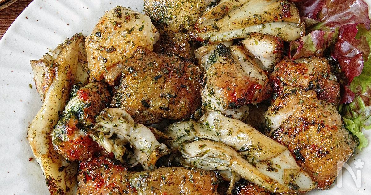 【鶏ももと舞茸の海苔塩バター焼き】ご飯もお酒もすすむ！
