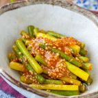 5分で【にんにくの芽のピリ辛胡麻和え】レンジで簡単！おつまみ