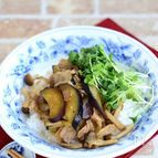 豚バラなすとかいわれ大根のベジ丼