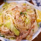 行列の定食屋さんの🍚スタミナねぎ塩豚バラ油そうめん🤩