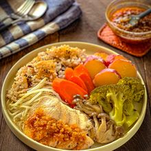 ほったらかし10分☆【鶏むねとたっぷり野菜のネギだれ飯】