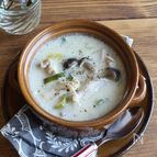 鶏肉としょうがの豆乳スープ