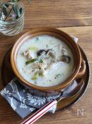 鶏肉としょうがの豆乳スープ