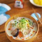 豆乳使用。朝にぴったり『野菜たっぷりちゃんぽん風スープ』