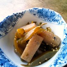 こんにゃくと茎わかめのきんぴら