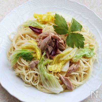 白菜とツナの和風ぺぺロンチーノ