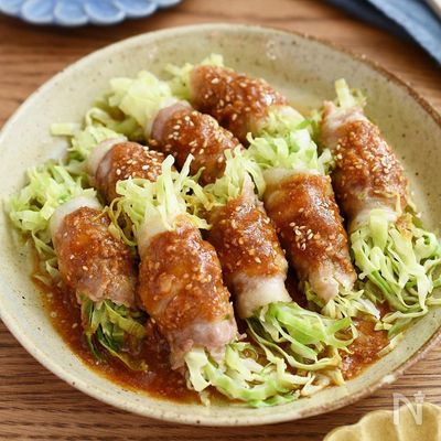 \レンジで5分/肉巻きキャベツのレンジ蒸し(韓国風うまダレ)