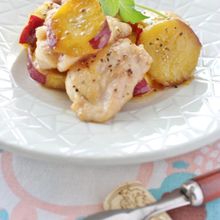 サツマイモと鶏肉のソテー、メープルバターソース