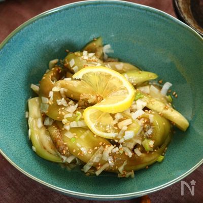 【なすナムル旨塩ねぎレモン】レンジで簡単！