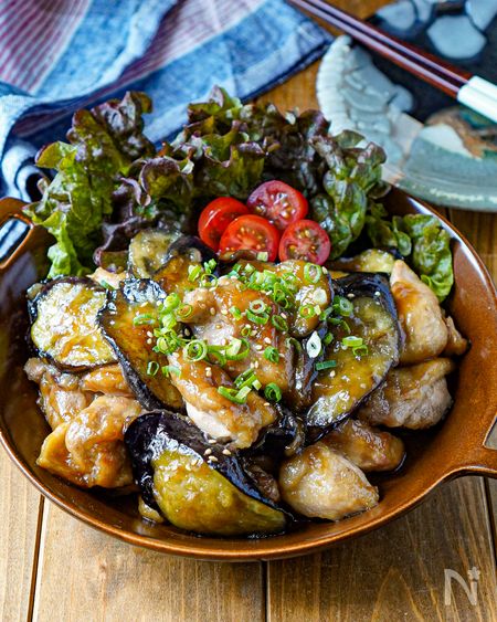 【ご飯がすすむ！茄子と鶏肉のポン酢照り焼き】男子受け抜群