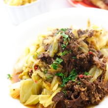 牛肉とキャベツの粒マスタード煮