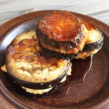 ポテトサラダの米茄子挟み焼き♪生姜タレ