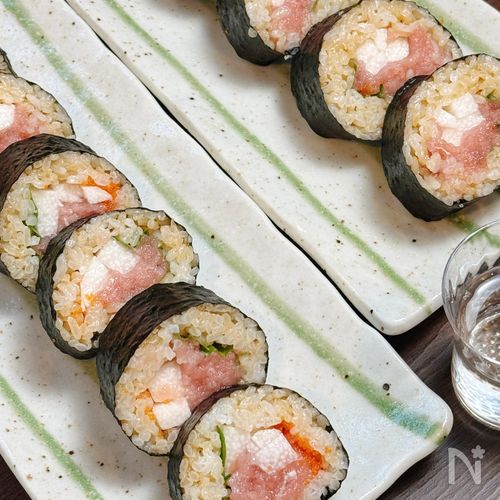 【マグロと長芋の巻き寿司】濃厚♡ねばシャキ食感がクセになる♡