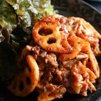 男子も大満足‼︎がっつり旨辛‼︎豚肉蓮根のコチュマヨ炒め