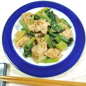 M＊Pの作ってみた!投稿(パクパク食べちゃう♪小松菜とチキンのバター醤油炒め)