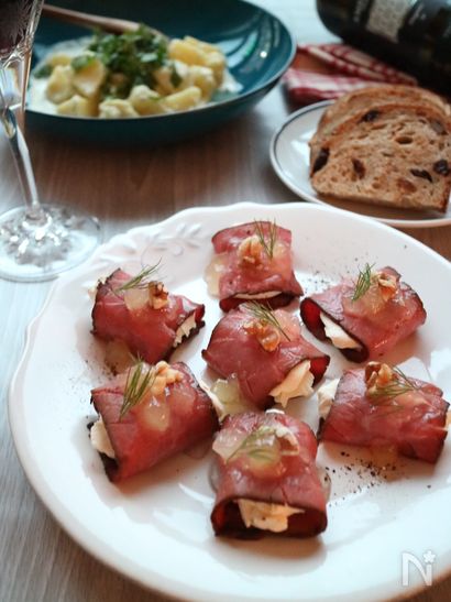 りんごジャムと！ローストビーフのクリームチーズ巻き