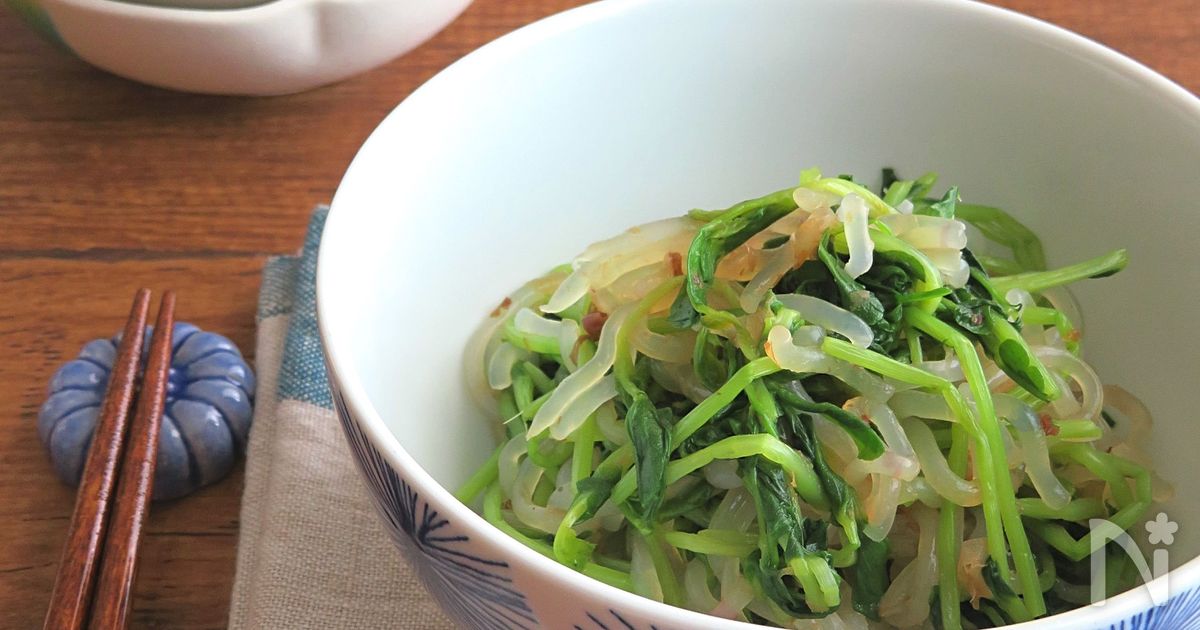 低糖質でノンオイル☆ダイエットにも◎豆苗としらたきおかか和え