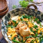 レンジで簡単！＊ひき肉と豆腐と春雨のスタミナにら卵とろみ煮＊