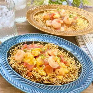 のりのり🐾🎀🤍の作ってみた!投稿(【えびとトマトの皿うどん】酸辣湯風！食材3つでやみつき！)
