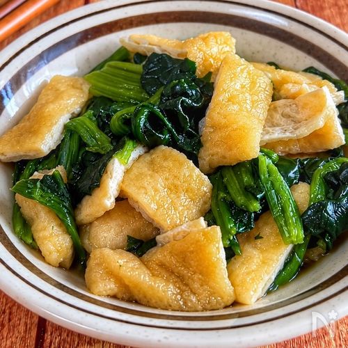 レンジで5分♪【ほうれん草と油揚げのおひたし】じゅわ〜っ♡