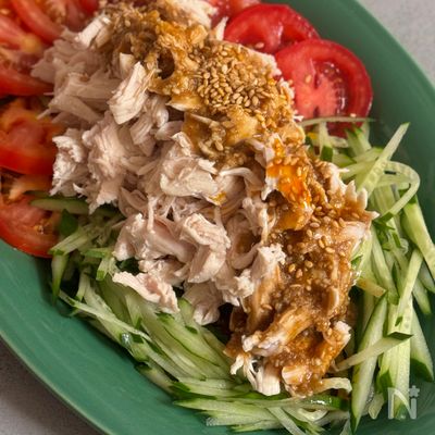 鶏ささみで作る【レンチン棒棒鶏】